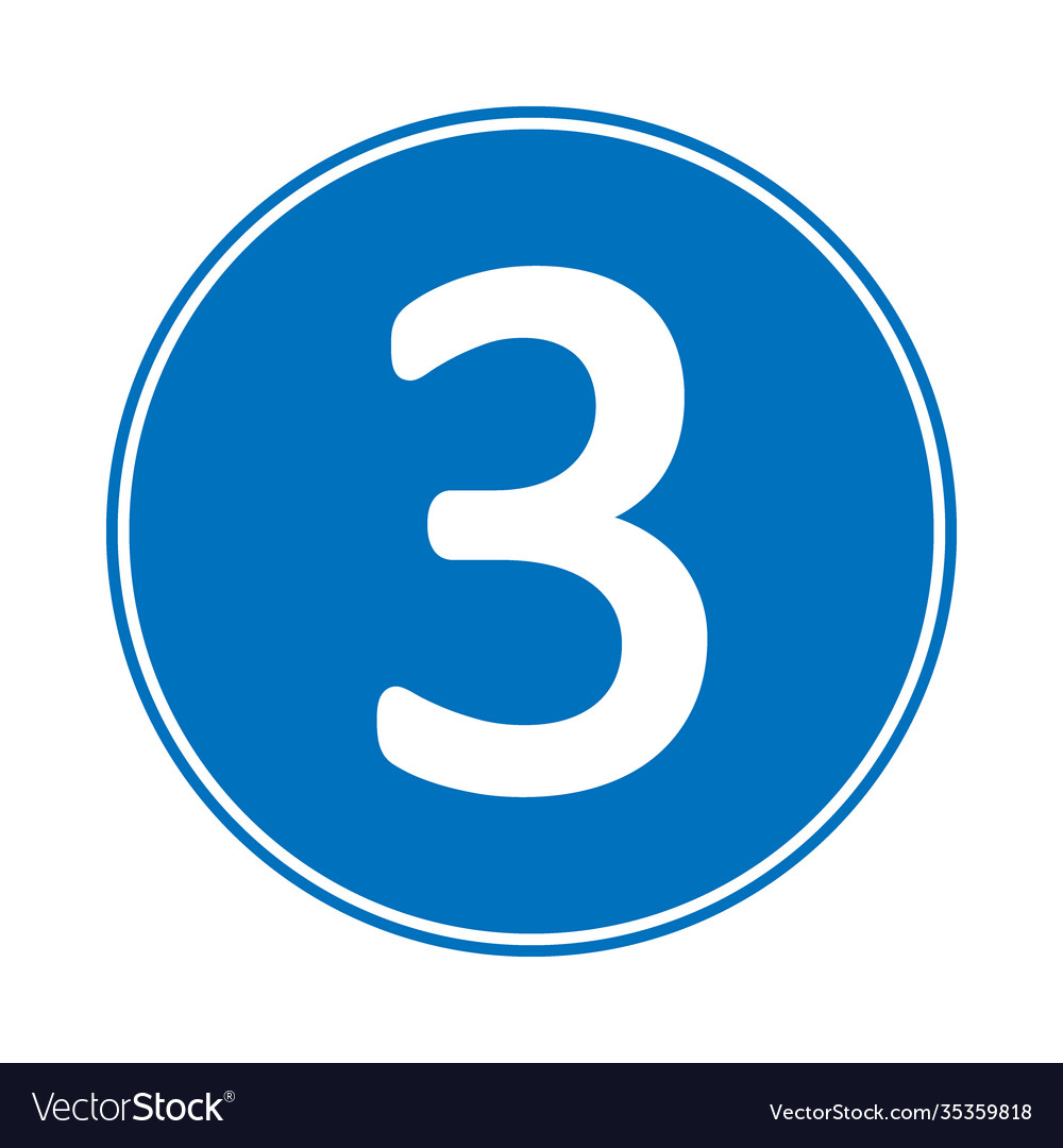 Number three button Vector Image Number three button