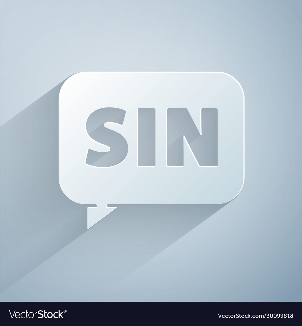 Paper cut mathematics function sine icon isolated vector image Paper cut mathematics function sine icon isolated