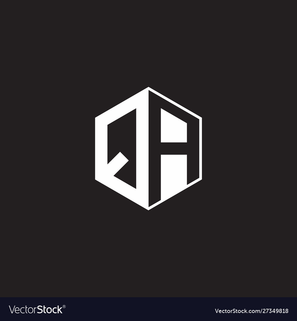 Qa logo monogram hexagon with black background