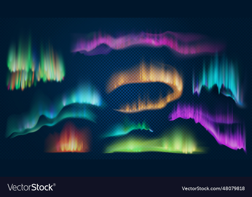 Realistic lights of arctic aurora borealis Vector Image