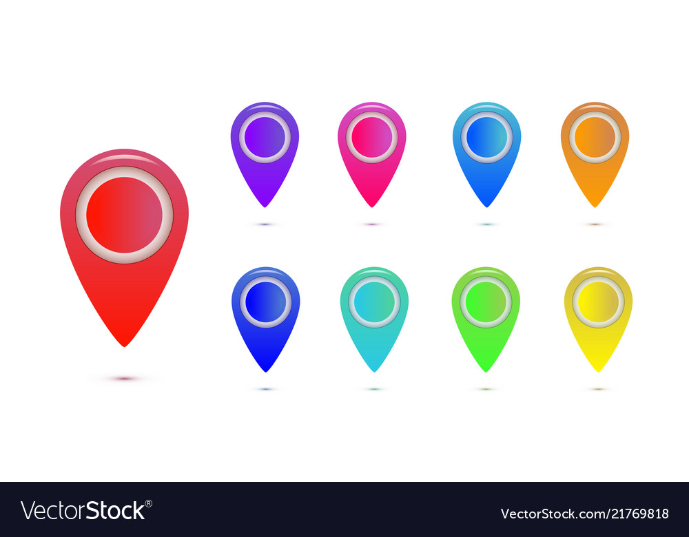 Set of colorful map markers