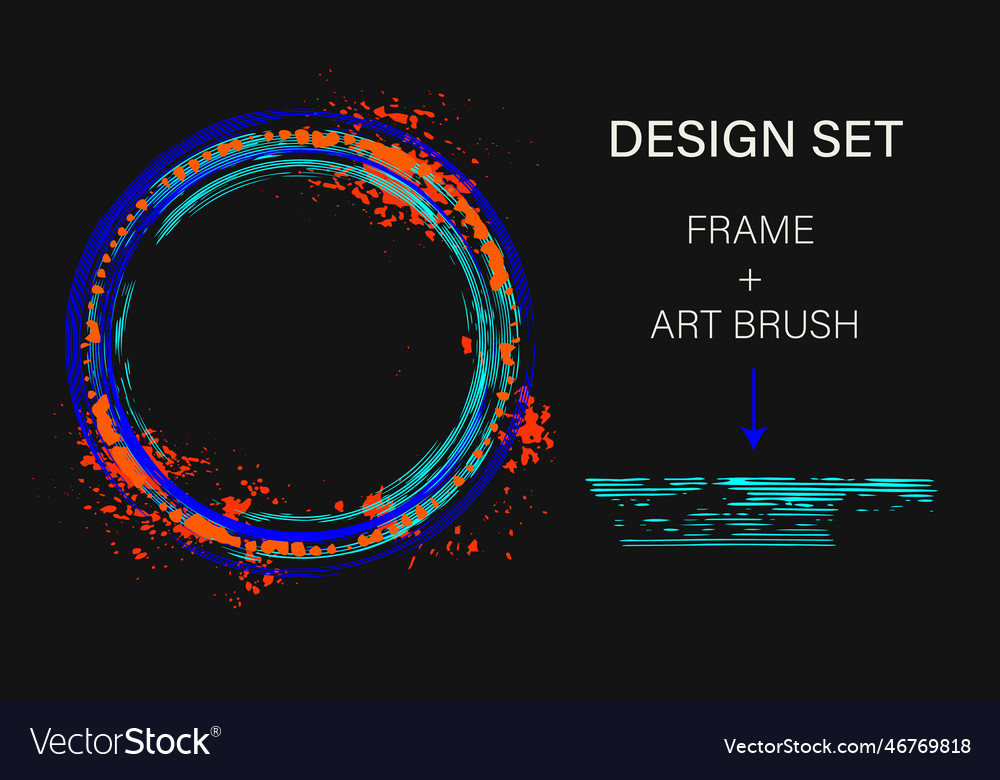 Set of design elements circular frame art brush Vector Image Set of design elements circular frame art brush