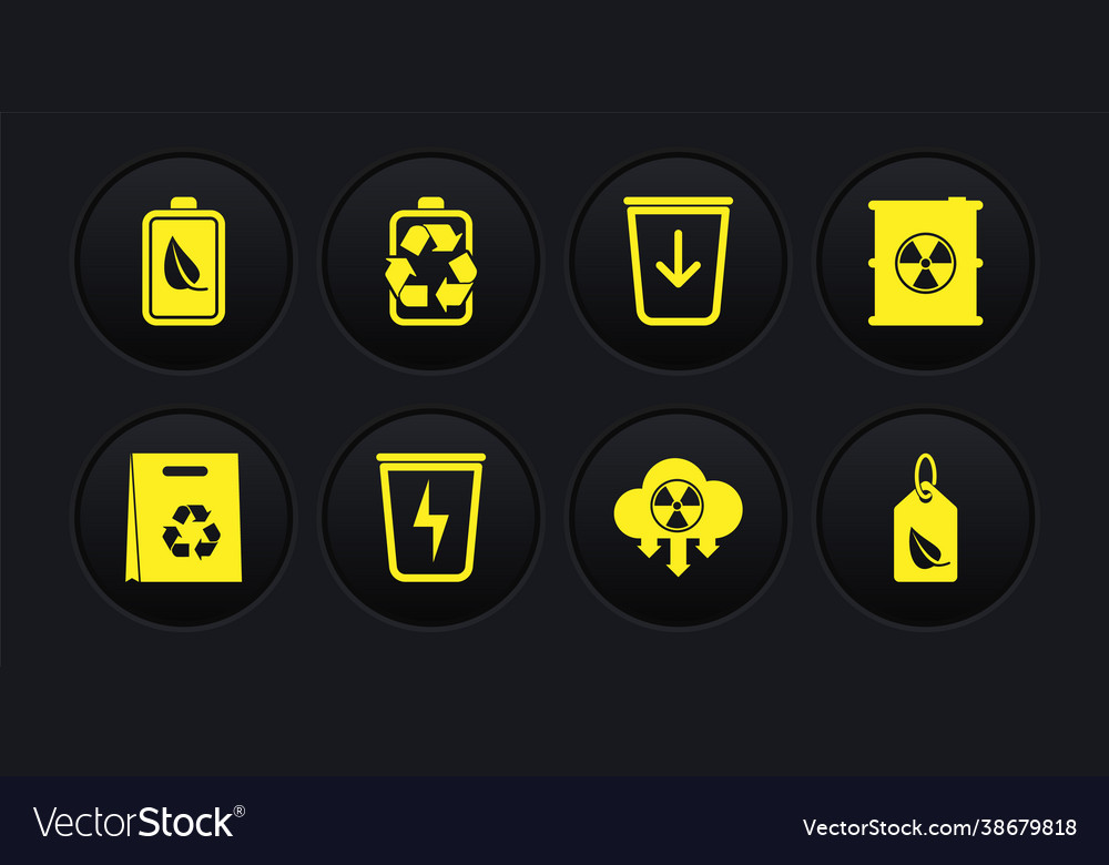 Set shopping bag with recycle radioactive waste Vector Image