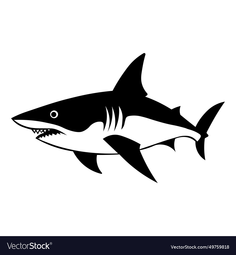 Shark black icon on white background Royalty Free Vector