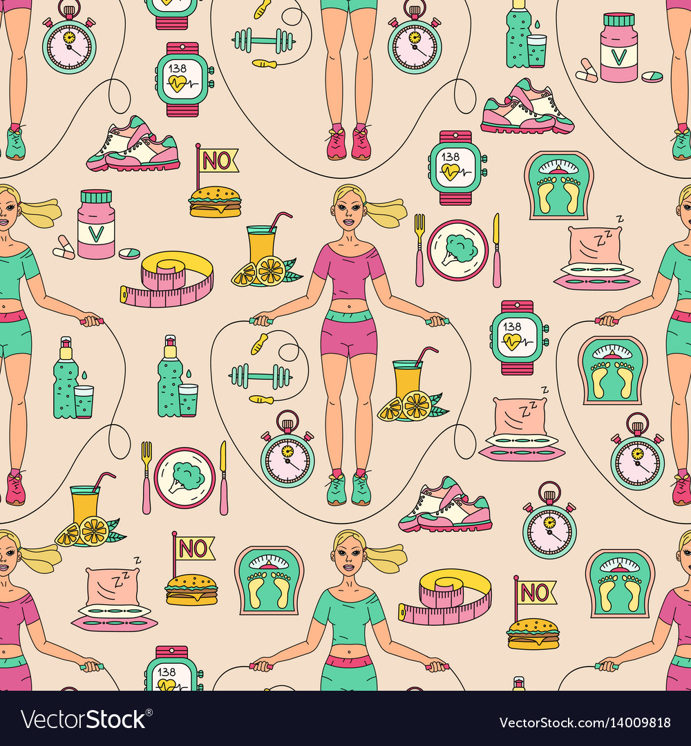 sport seamless pattern weight loss diet template vector image weight loss template