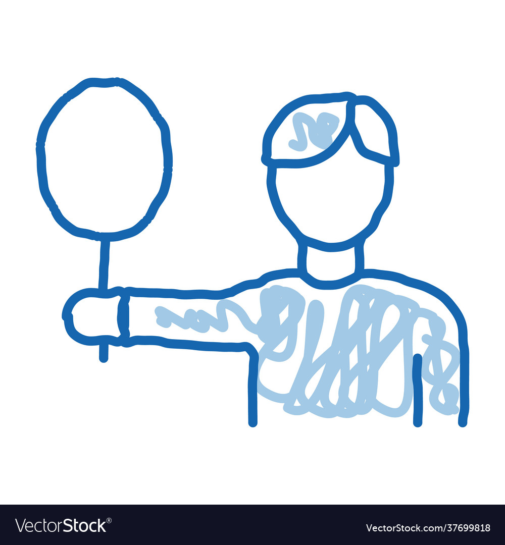 Tennis player man doodle icon hand drawn