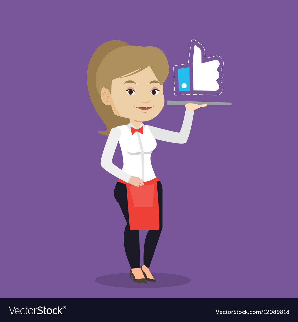 Waitress with like button