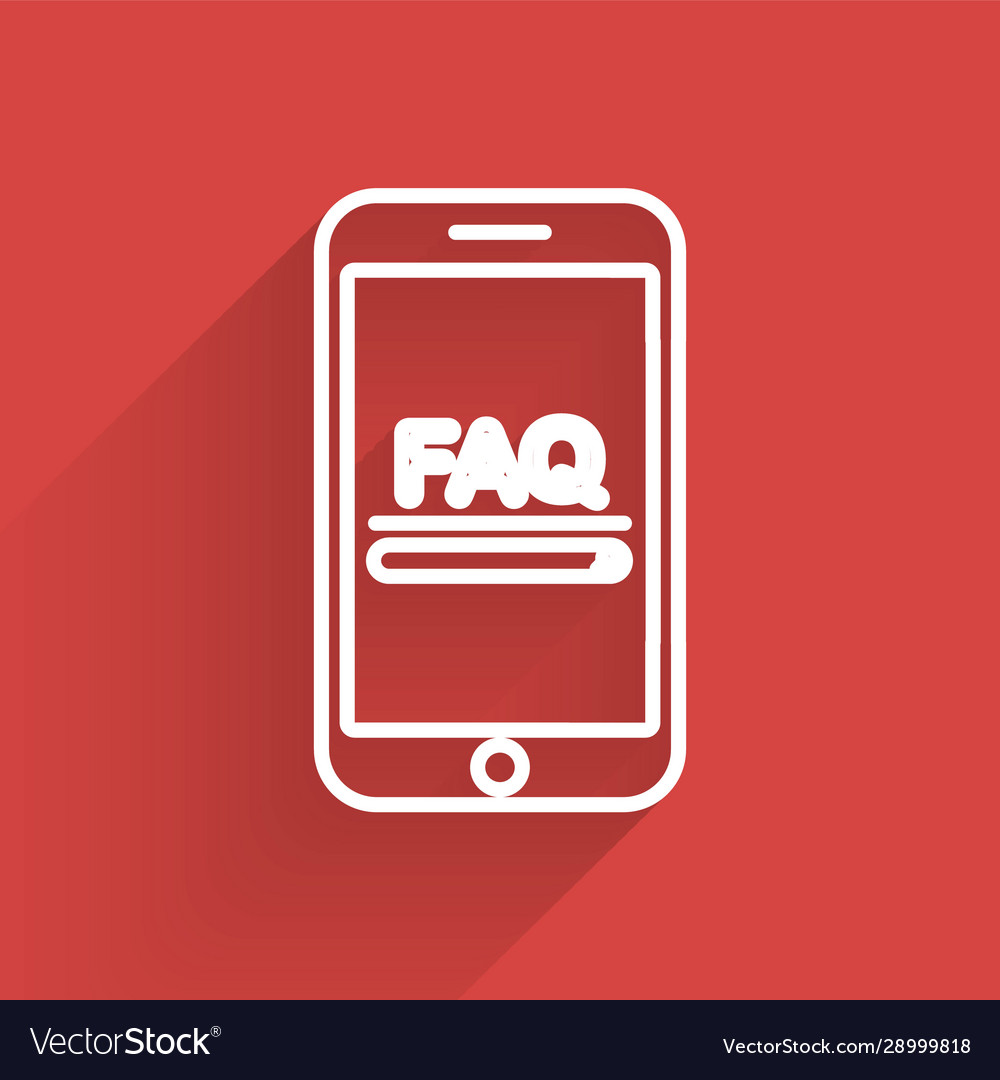 White line mobile phone with text faq information Vector Image White line mobile phone with text faq information