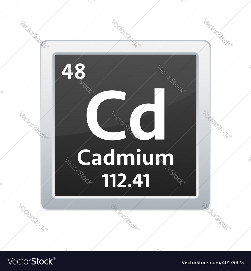 Cadmium symbol chemical element of the periodic Vector Image