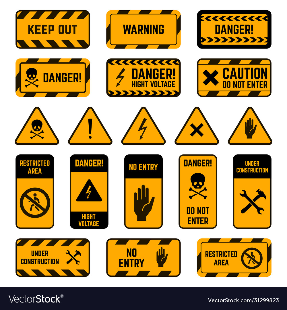 caution-signs-danger-warning-yellow-and-black-vector-image