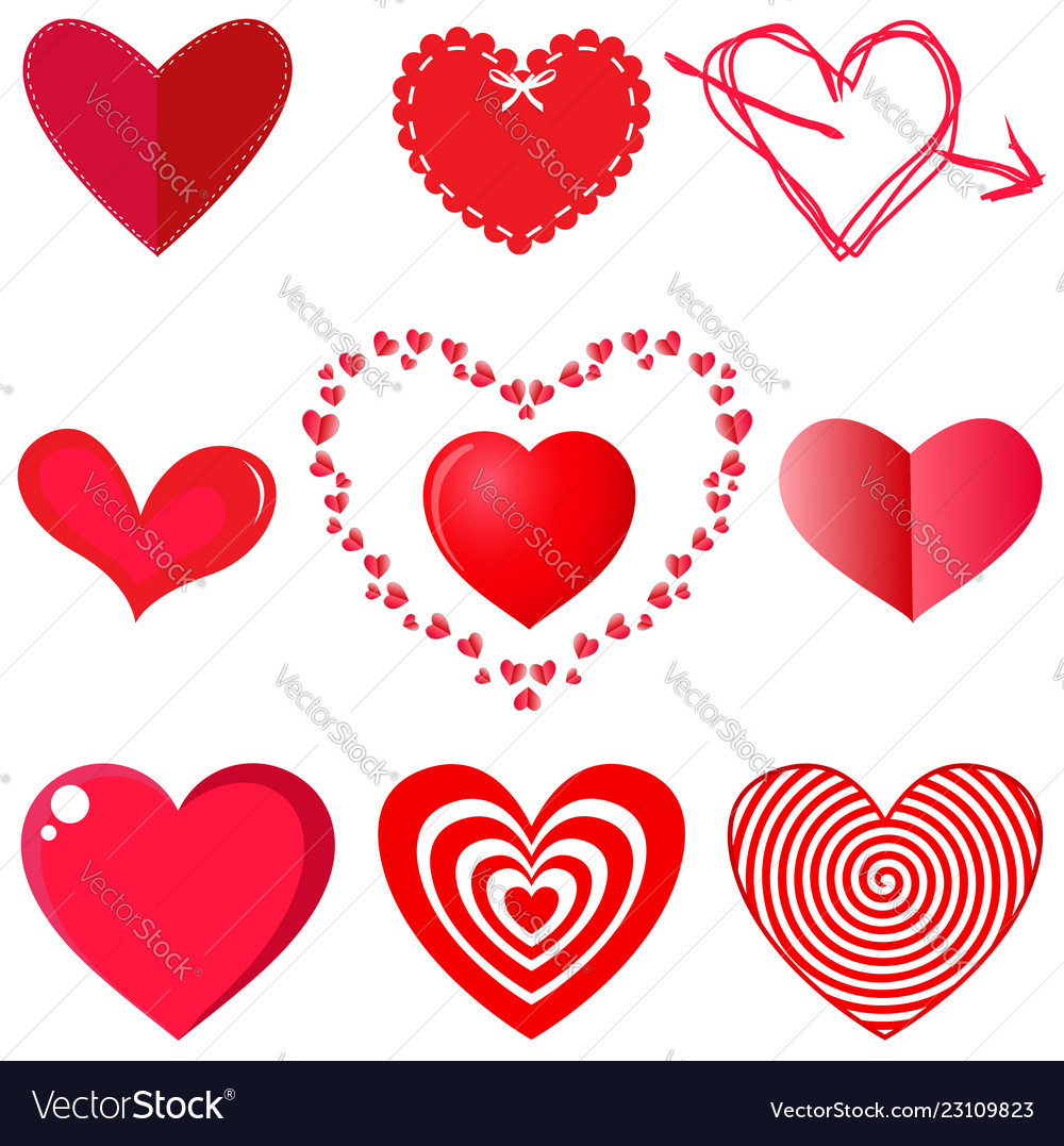 Collection of hearts on white background