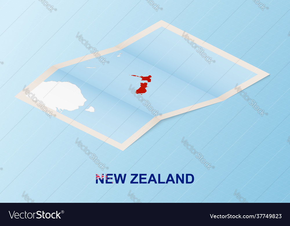 Gefaltete Papierkarte neue Zealand mit Nachbar