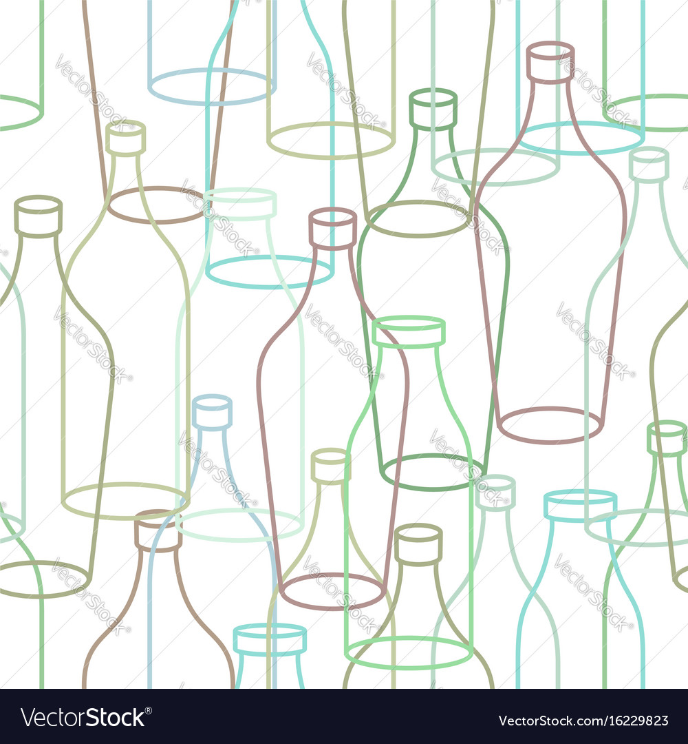 Glass bottle seamless pattern empty transparent