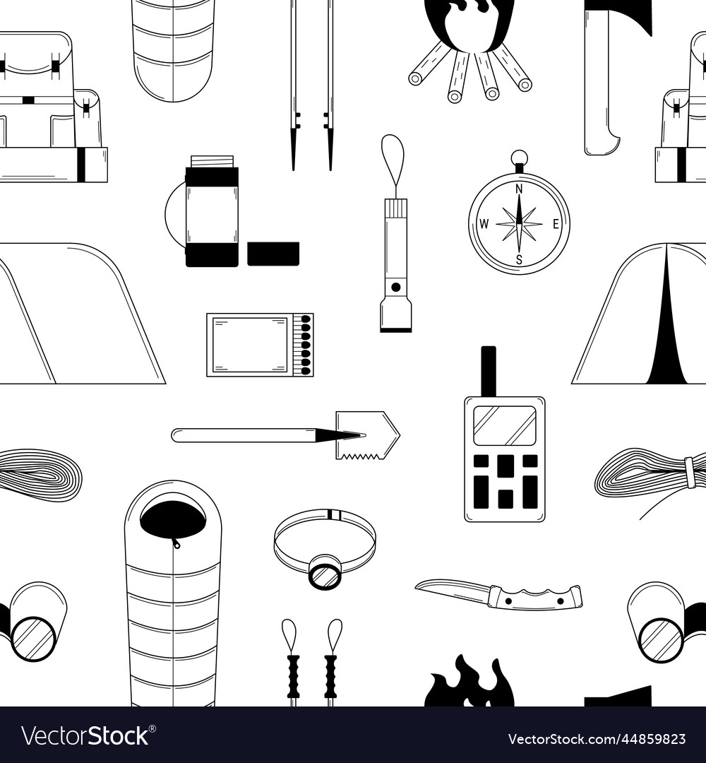 Hand drawn seamless pattern with elements