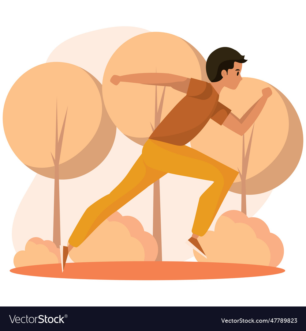 Isolated colored abstract boy character running