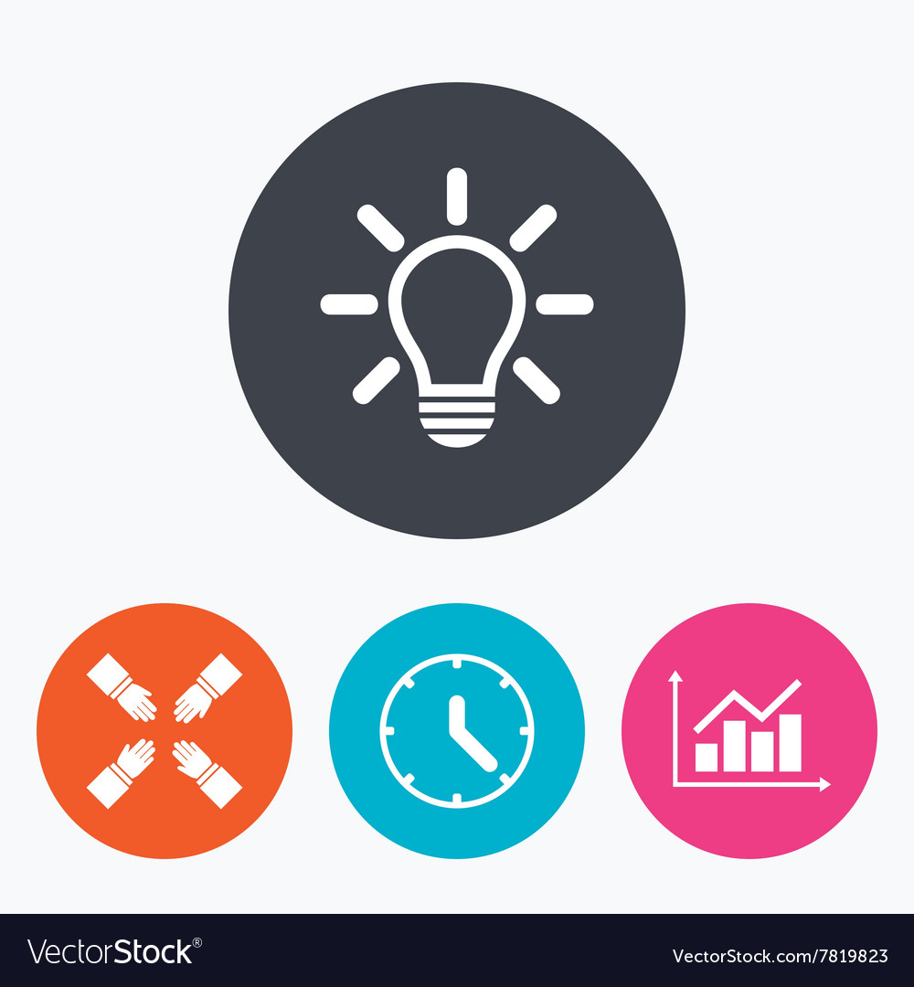 Lamp idea and clock time graph chart diagram