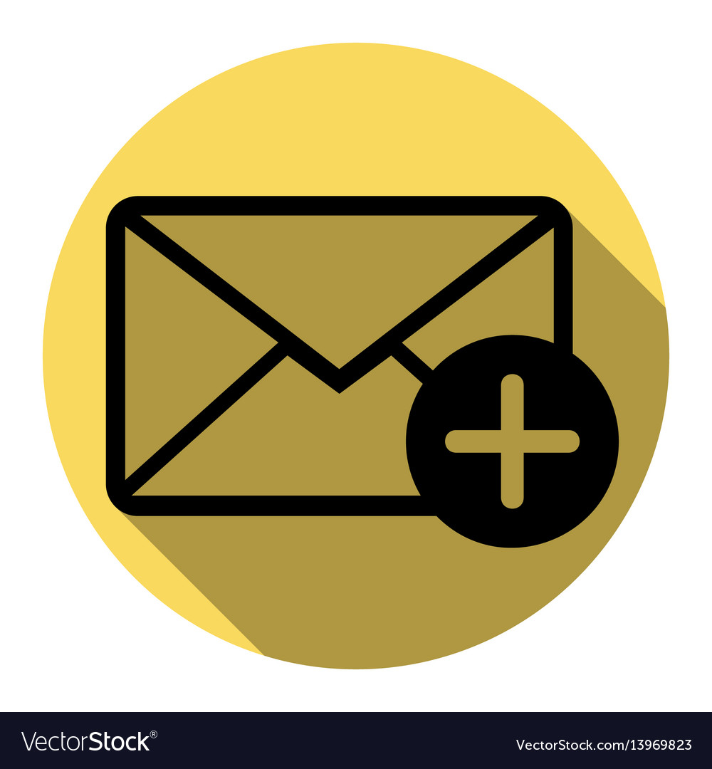 Mail sign with add mark flat Vector Image Mail sign with add mark flat