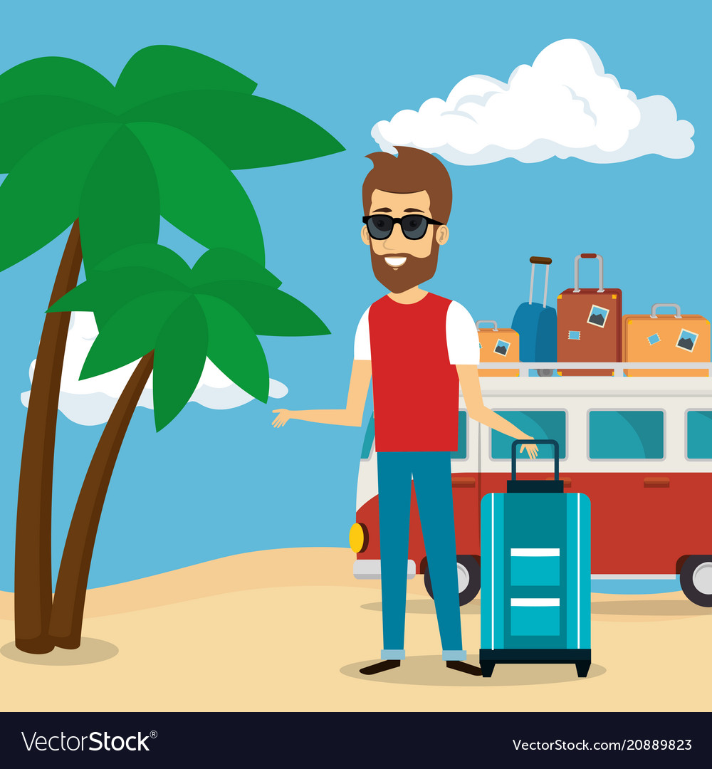 Man in the beach character Royalty Free Vector Image