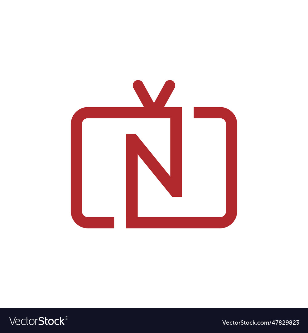 N letter channel television logo design Royalty Free Vector