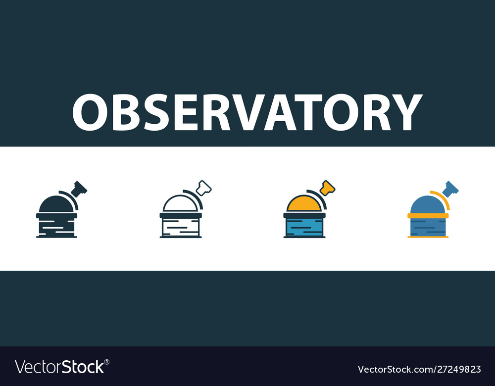 Observatory icon set four simple symbols