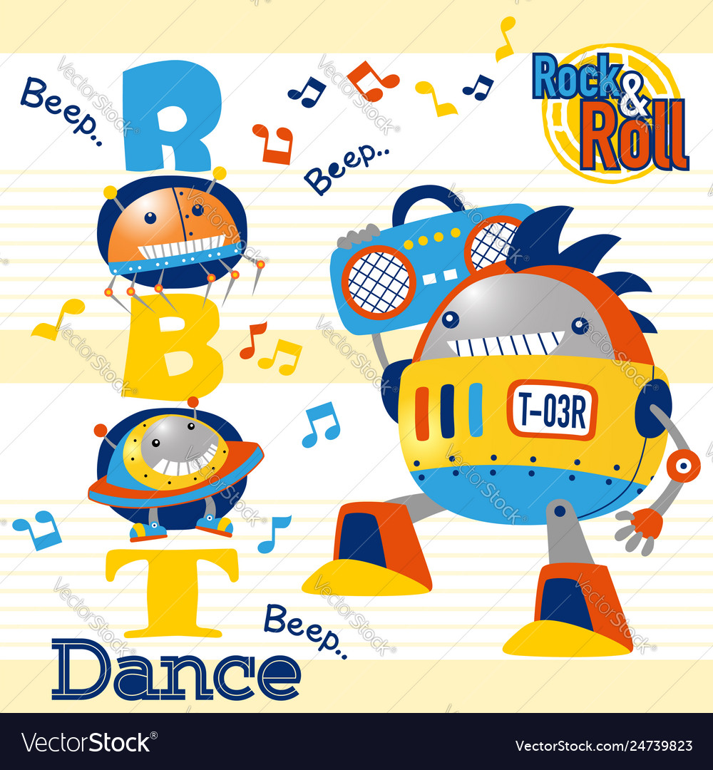 Robots dance cartoon Royalty Free Vector Image