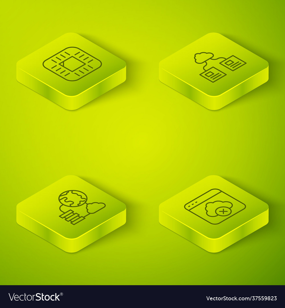 Set isometric line cloud technology data transfer