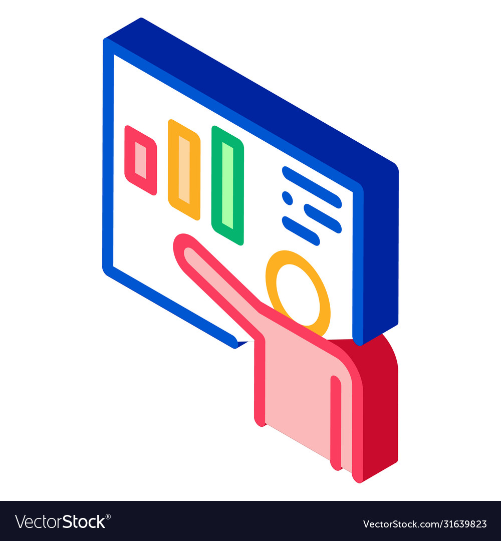 Speaker with statistic isometric icon vector image Speaker with statistic isometric icon