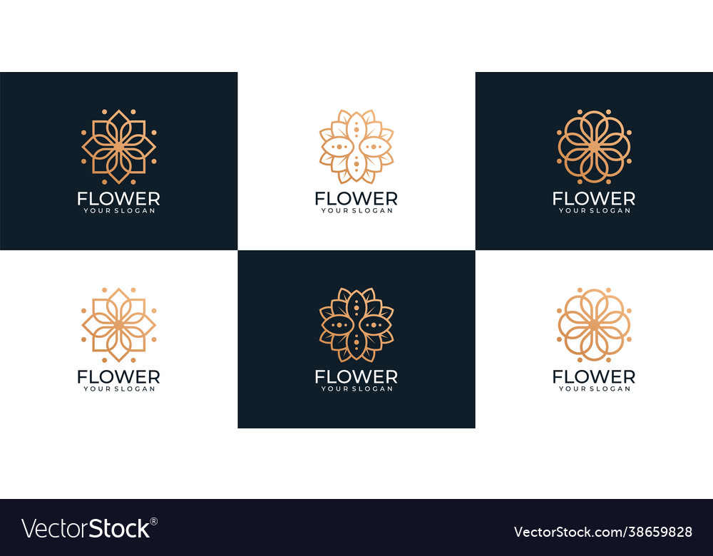 Beauty logotype collection with floral ornaments