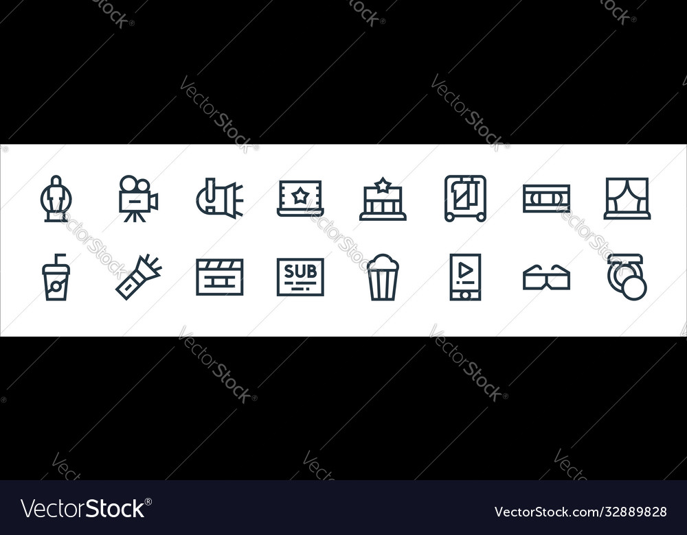 Cinema line icons linear set quality