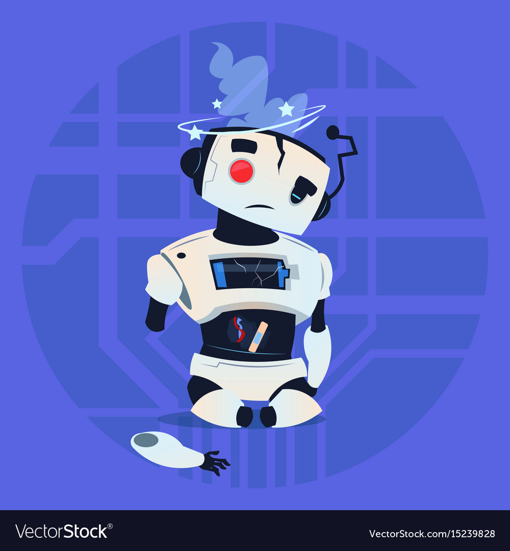 Cute robot error broken modern artificial