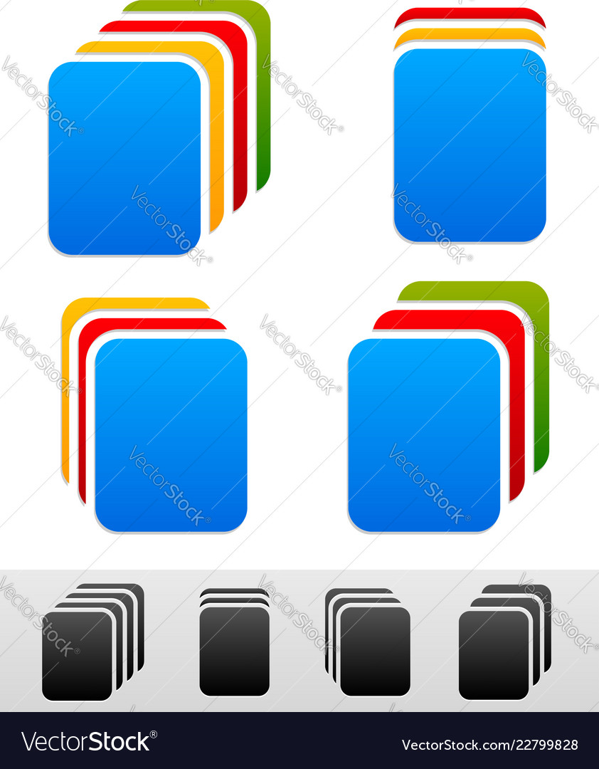 Document stacks colorful sheets black version vector image Document stacks colorful sheets black version