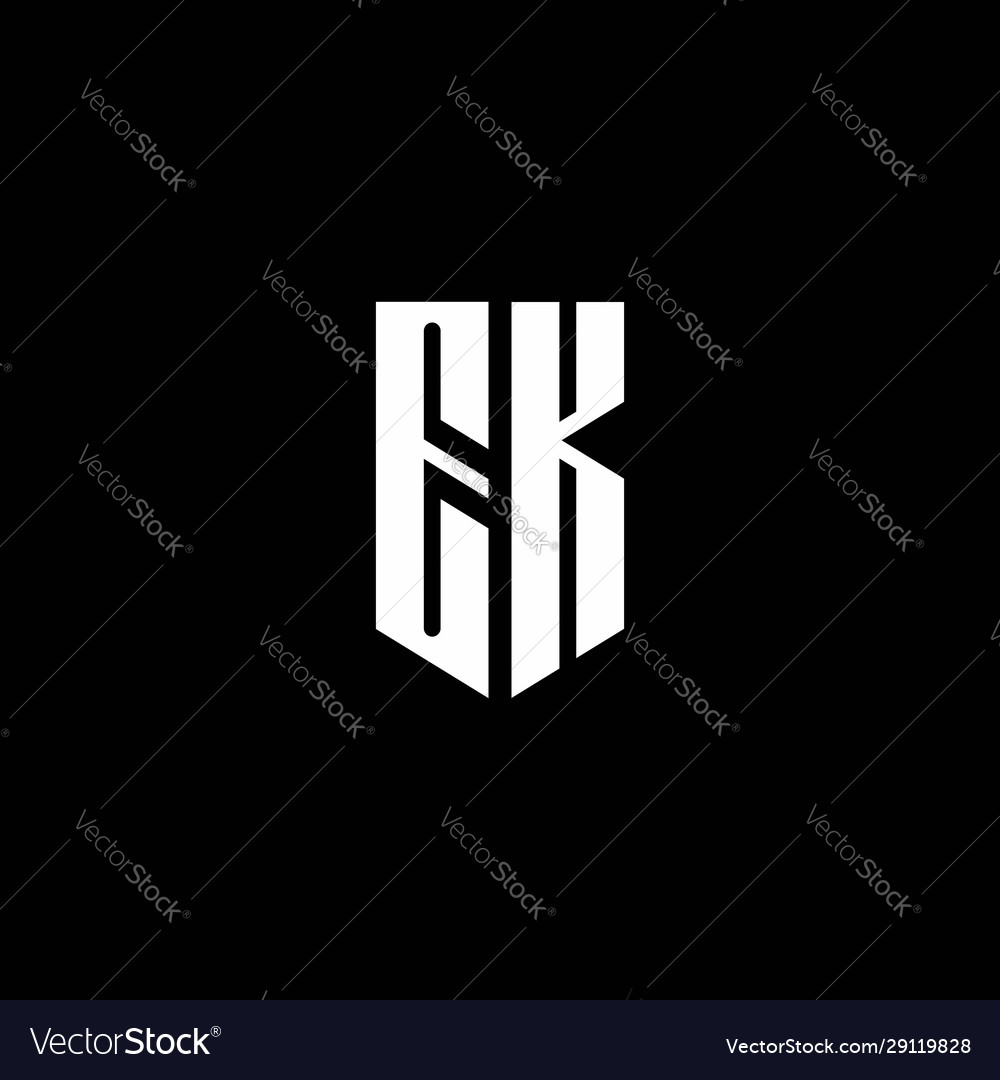 Ek Logo Monogram With Emblem Style Isolated Vector Image