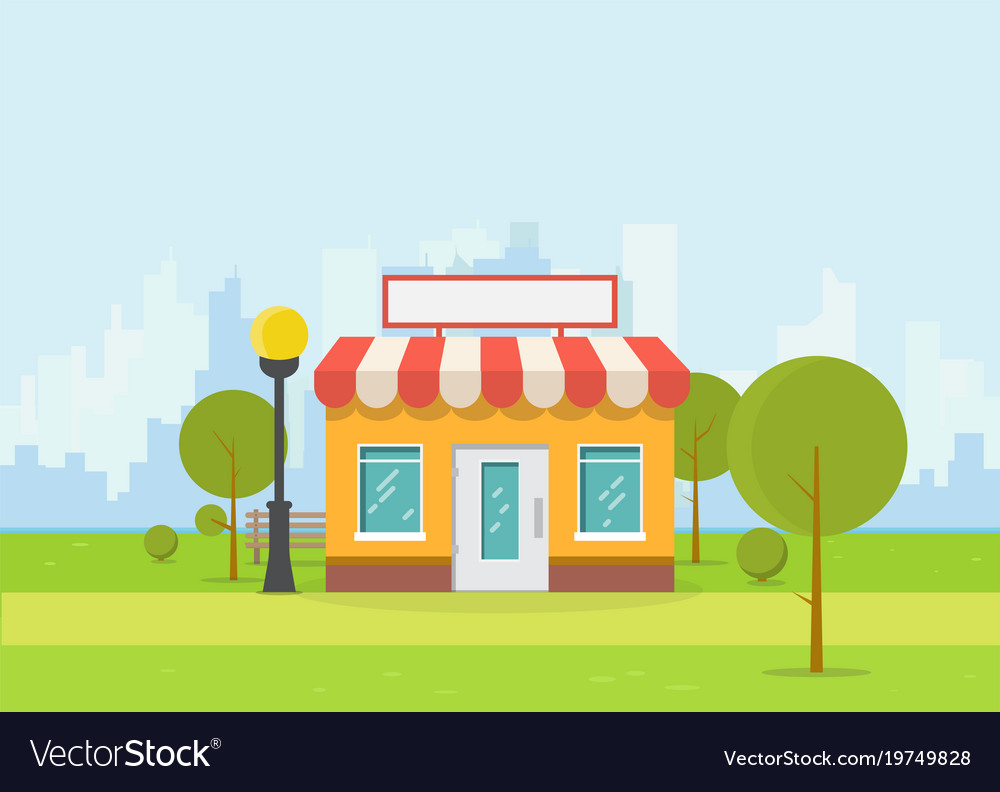 Flat Store And City Royalty Free Vector Image - Vectorstock