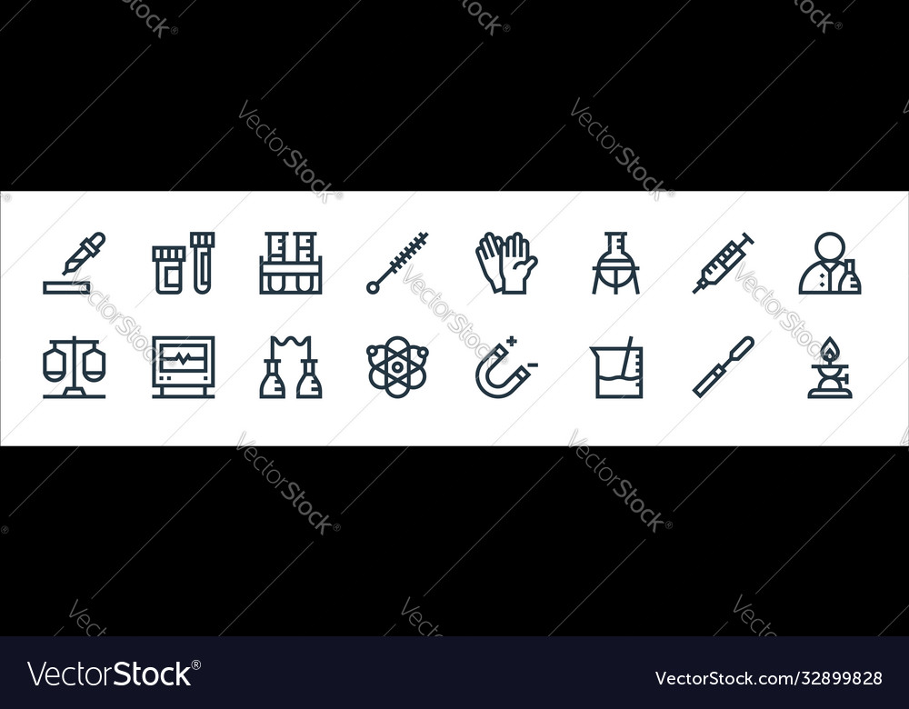 Laboratory line icons linear set quality vector image Laboratory line icons linear set quality