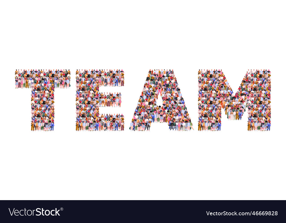 Large group of people in form word team Royalty Free Vector