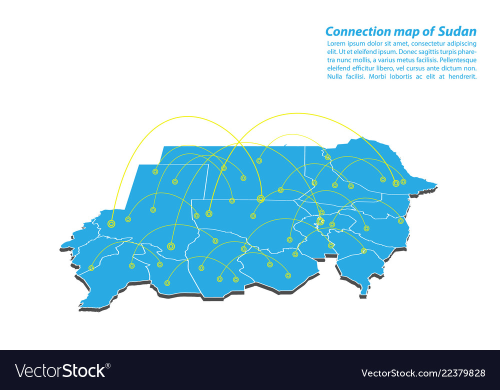 Modern of sudan map connections network design vector image Modern of sudan map connections network design
