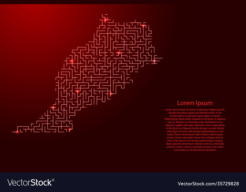 Morocco map from red pattern maze grid vector image Morocco map from red pattern maze grid