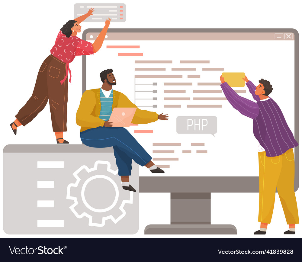 Programmer engineering and coding set vector image Programmer engineering and coding set