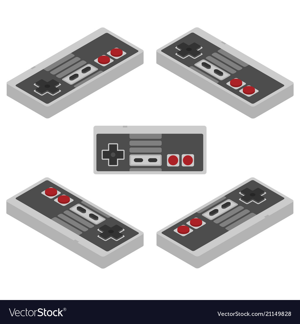 Retro console gamepad in isometric view