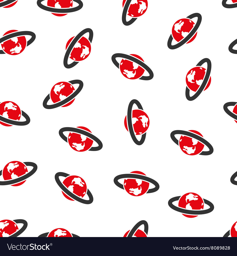 Ringed planet flat seamless pattern