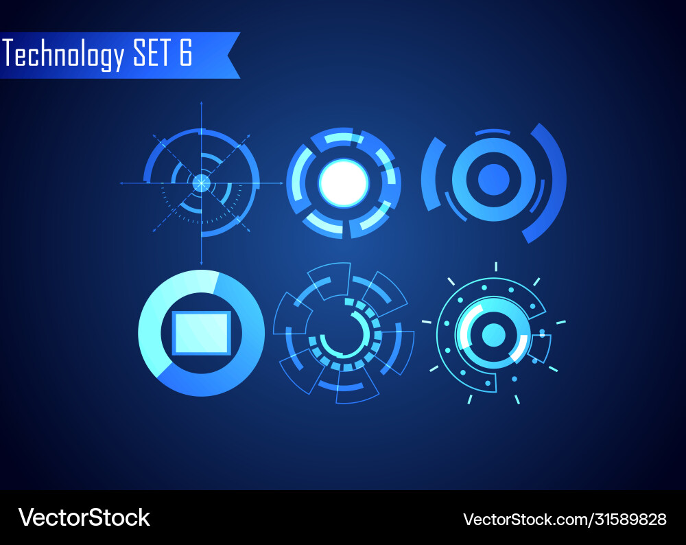 Set circle abstract digital technology ui Vector Image