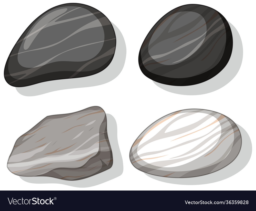 Set different stones shapes isolated on white