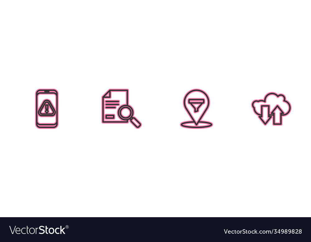 Set line mobile with exclamation mark location Vector Image Set line mobile with exclamation mark location