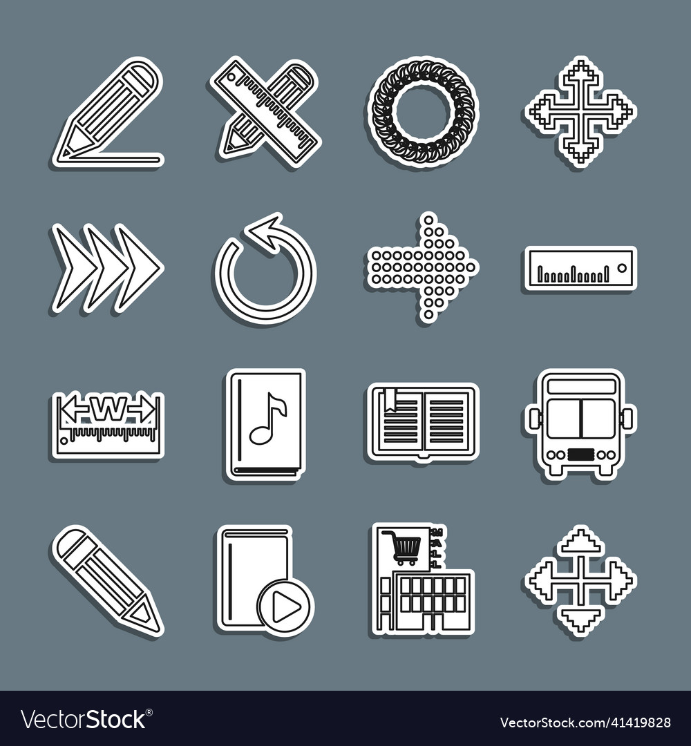 Set line pixel arrows in four directions bus Vector Image Set line pixel arrows in four directions bus