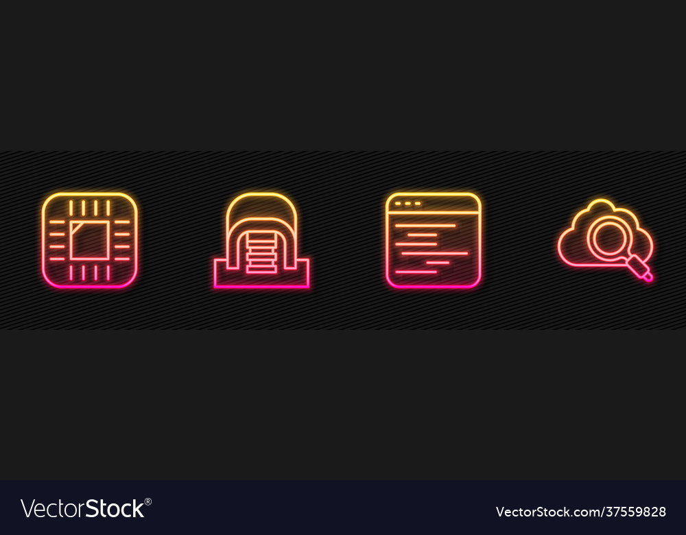 Set line software processor with cpu hangar vector image Set line software processor with cpu hangar