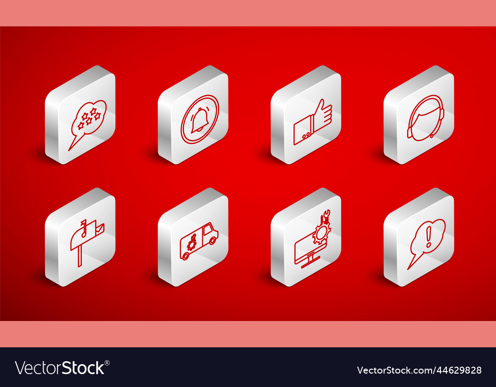 Set line speech bubble exclamation button chat vector image Set line speech bubble exclamation button chat