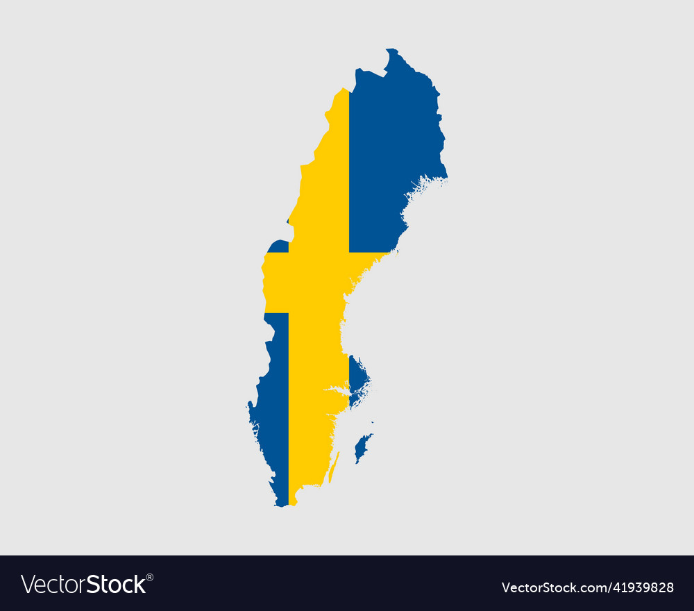 Sweden map flag swedish country map with banner Vector Image