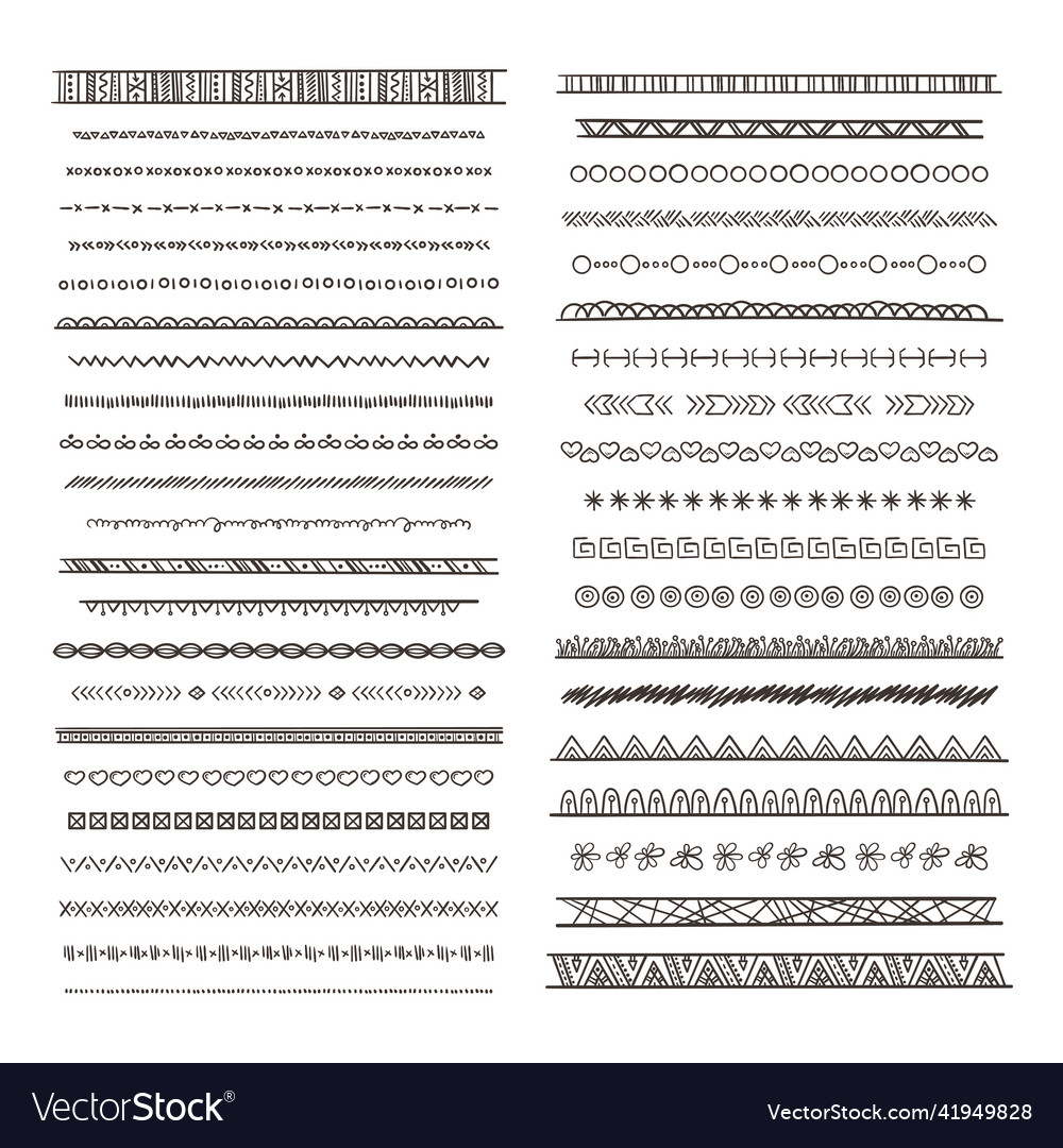 Tribal borders in boho style collection isolate vector image Tribal borders in boho style collection isolate