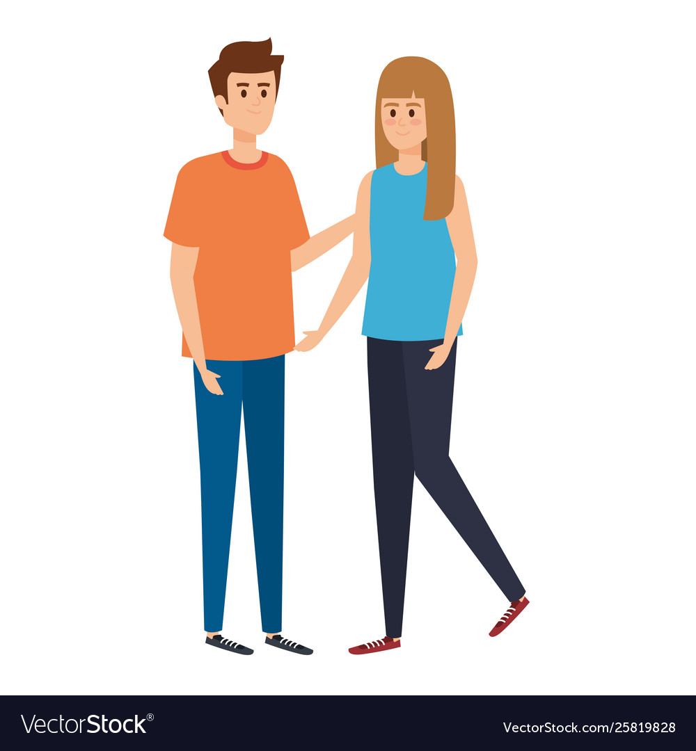 Young couple lovers avatars characters Royalty Free Vector