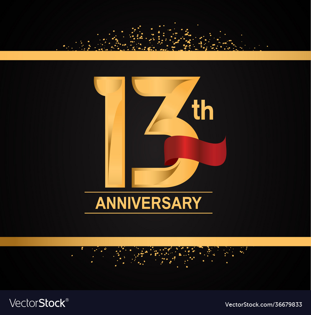 13 years anniversary logotype with premium gold